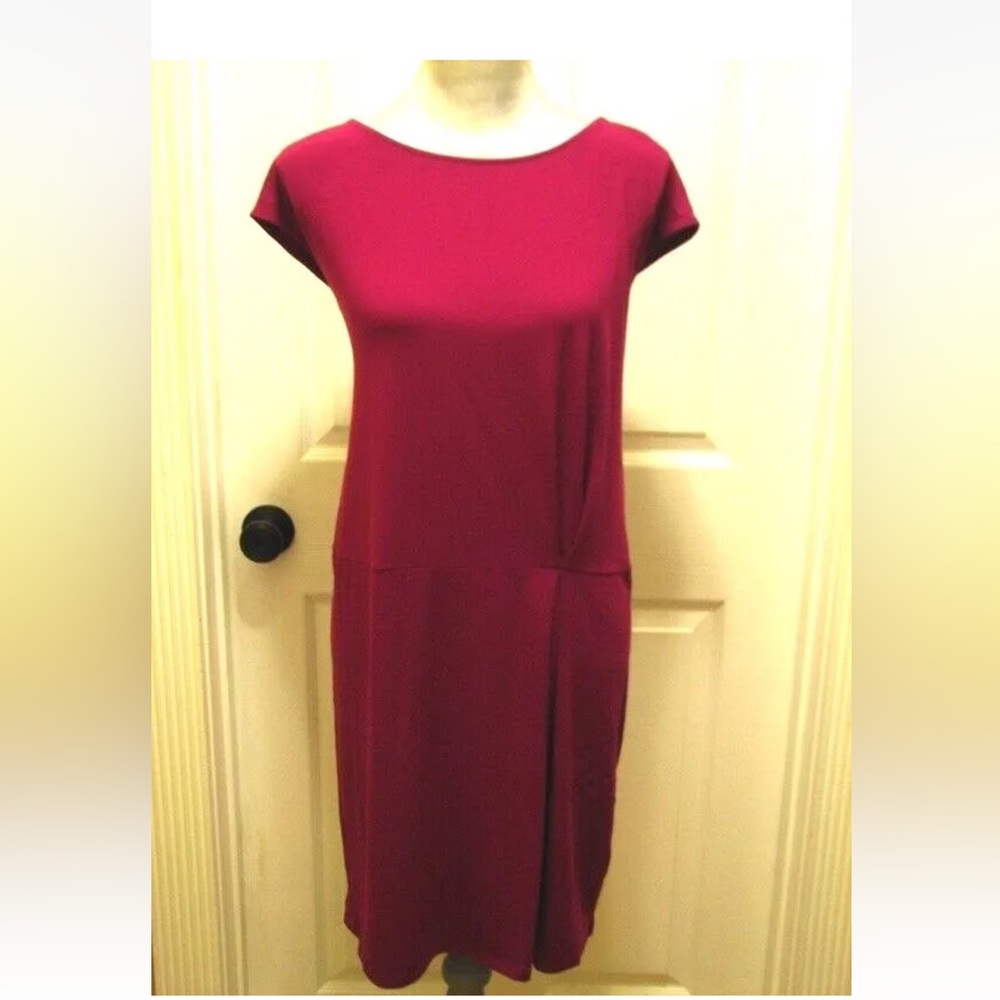 NWT Eileen Fisher L,XL Pleated detail Dark Cerium Viscose Jersey Slimming